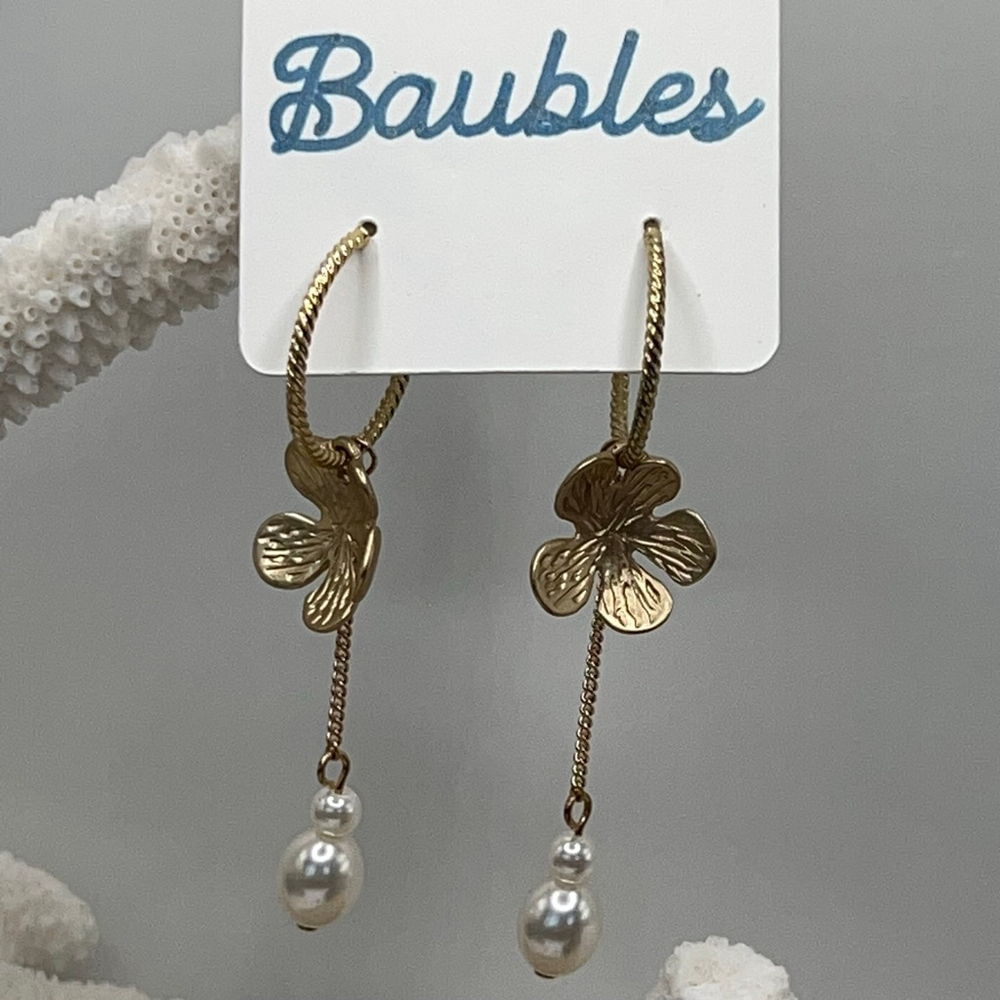 Baubles Gold Floral Dangle Earrings